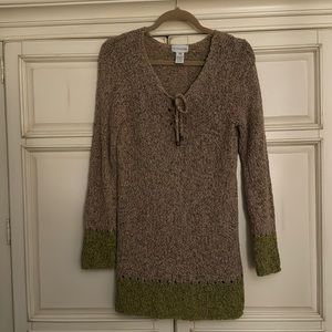 Soft Surroundings sweater-size Small(runs large)tan/green. Great with leggings